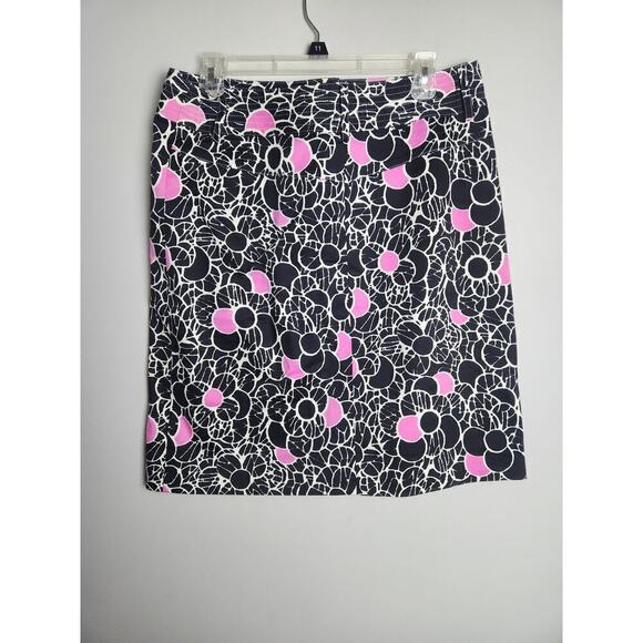 Etcetera pencil skirt black/white/pink floral print button detail sz 10 career - Picture 4 of 10